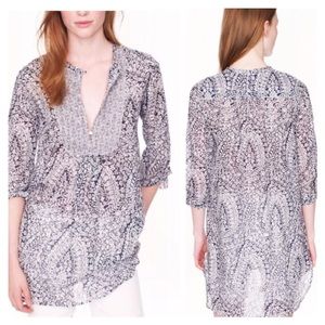 [J.Crew] Bell Floral Navy Tunic Top